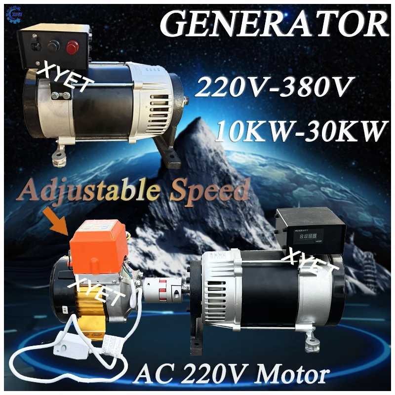 High Frequency 30KW Permanent Magnet Generator 220V 230V 380V Single Phase 20000W Homeuse Alternator Set with Brushless AC Motor