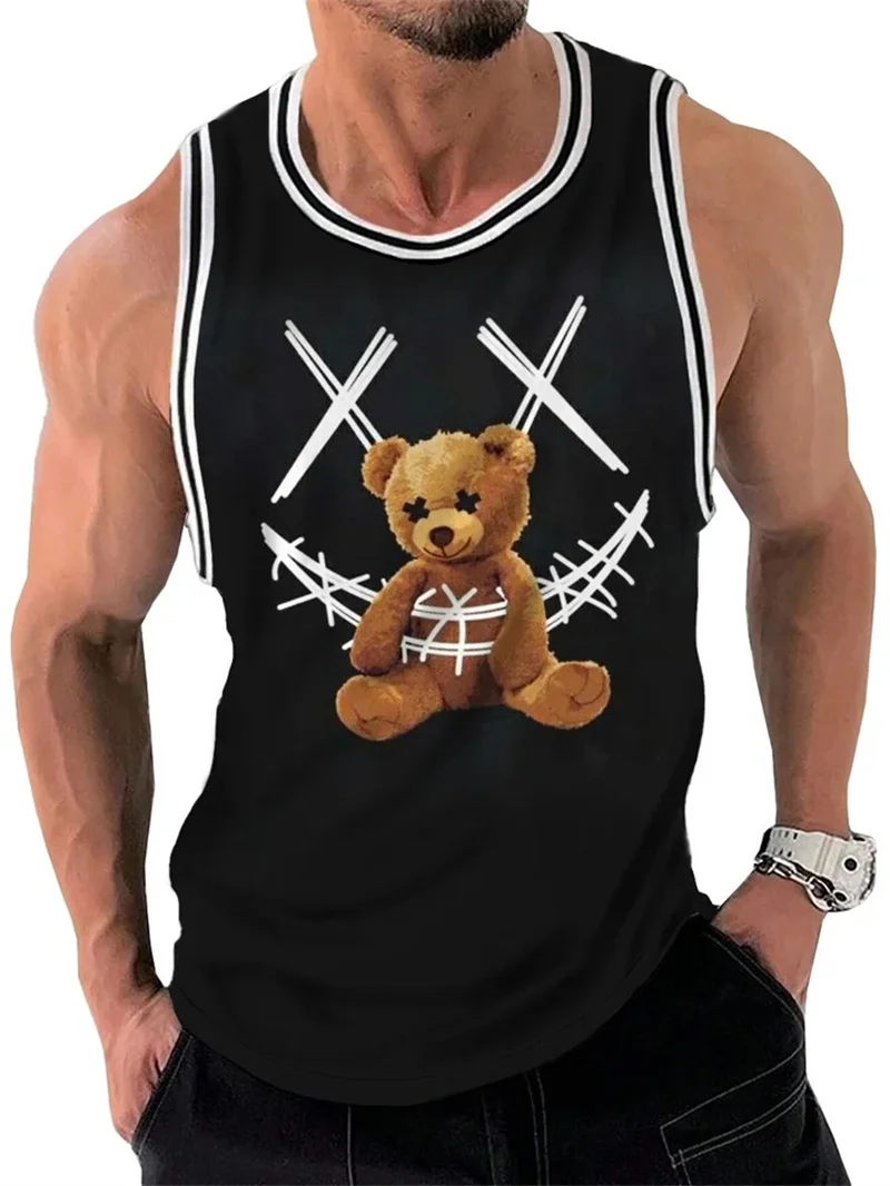 Cute Bear Men's Tank Top 3D Printed Flag Flamingos Tentacles Vest Fashion Summer Y2k Tops Women Kid Casual Sleeveless Tees