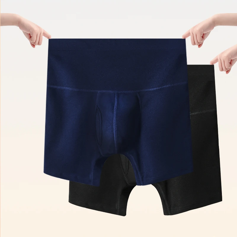 2 Stück hoch taillierte und bauchstraffende Herren-Unterhosen, in Übergrößen, Anti-Schafing für Oberschenkel, schützt die Taille, warm, Lin