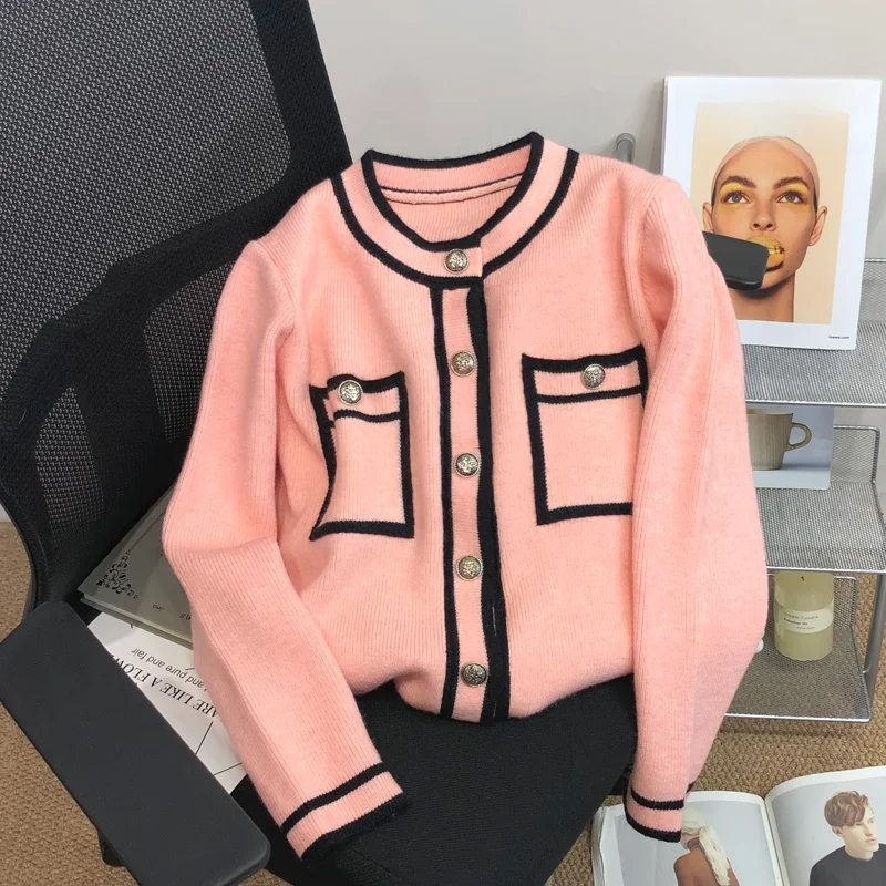 

Color Blo Long Sve вязаный открытый кардиган, женский повседневный свободный свитер Jaet, весна 2023, Новое поступление, топ для похудения