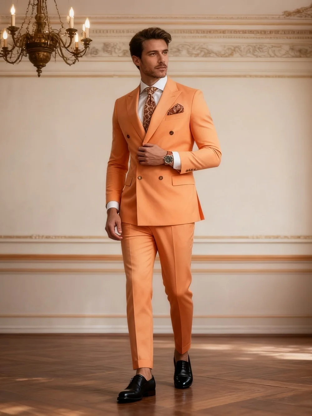 Formal Double-Breasted Men's Suit Set For Wedding Classic Business 2PCS Men's Suit Set Including Jacket Pants Customized - Image 4