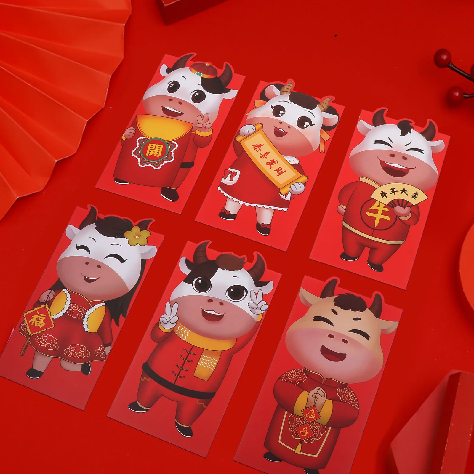 

36pcs Chinese New Year Red Packets Festival Money Bags Thick Sealed Kids Envelopes Blessing Patterns Luck Celebration Gift For