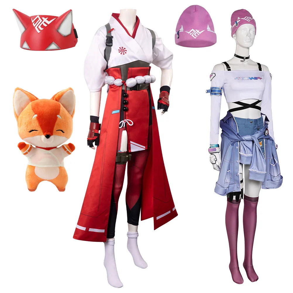 Kiriko Hat Cosplay Women Girls Skirt Set Roleplaying Costume Outfits Adult Female Halloween Carnival Disguise Mask Plush Suit