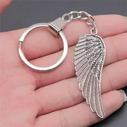 Keychain 2 Colors 55x19mm Angel Wing Pendant Keychain Vintage Metal Keyring Jewelry For Men
