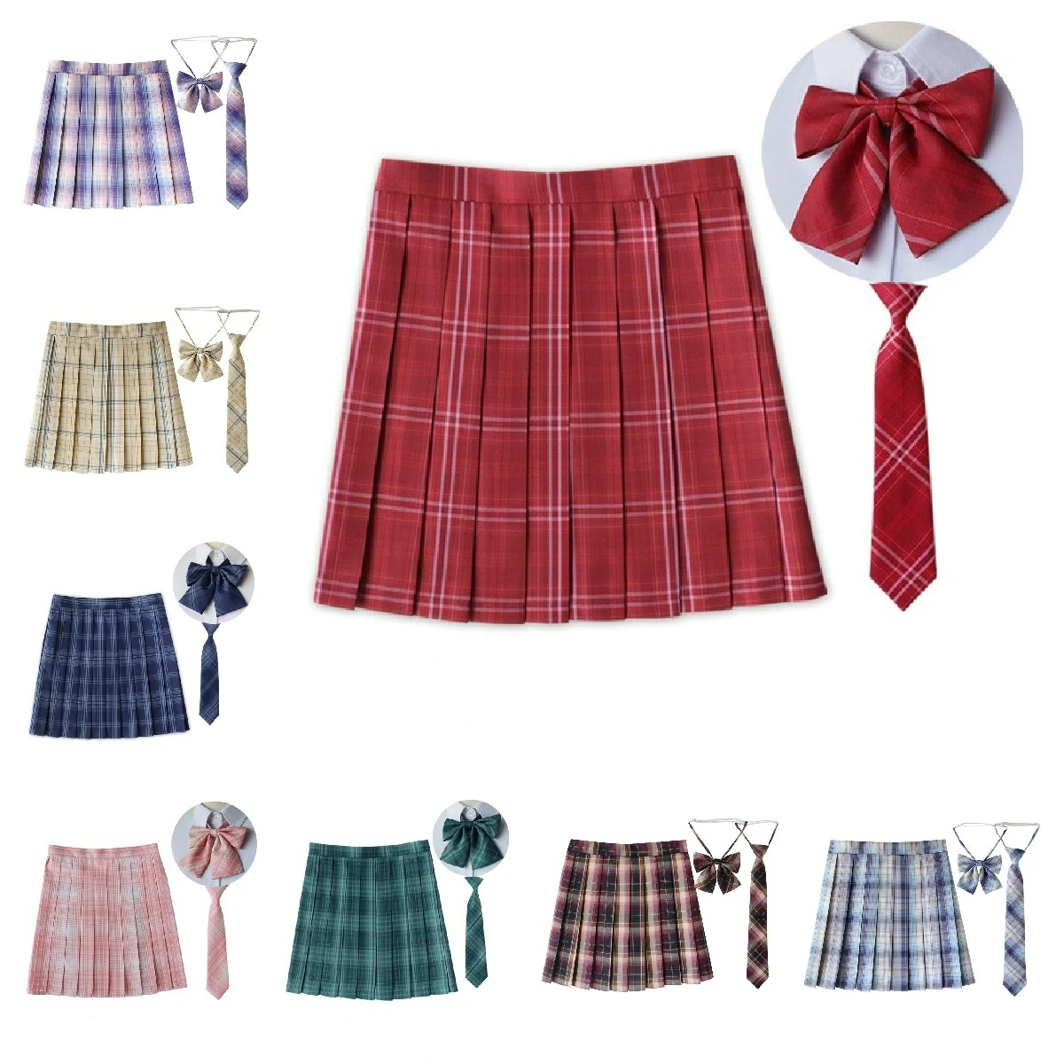 New Pleated Skirt for Womens Mini Skirts Japanese School High Waist Kawaii Cute Grey Plaid Skirt Uniform Harajuku Jupe