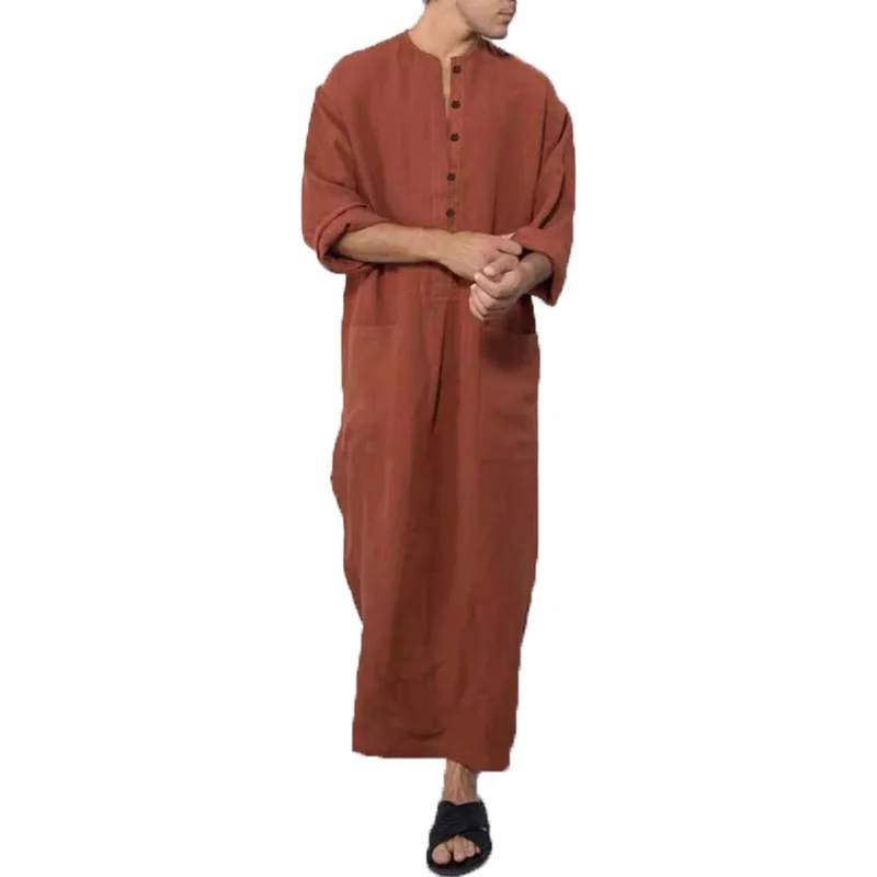 Robe musulmane RON Asie Dubaï pour homme, col montant, manches longues, style ethnique, Moyen-Orient, nouveau