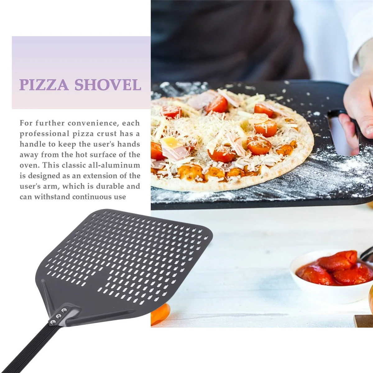 14 Inch Aluminum Pizza Shovel Peel with Long Handle Pastry Tools Accessories Pizza Spatula Cake Baking Turner