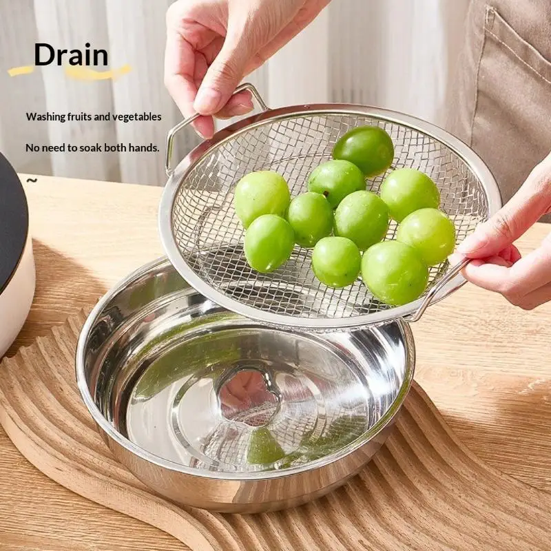 1/2Pcs Air Fryer BBQ Filter Premium Stainless Steel Oil Strainer With Tray Frying Net Sieve Food Drainer