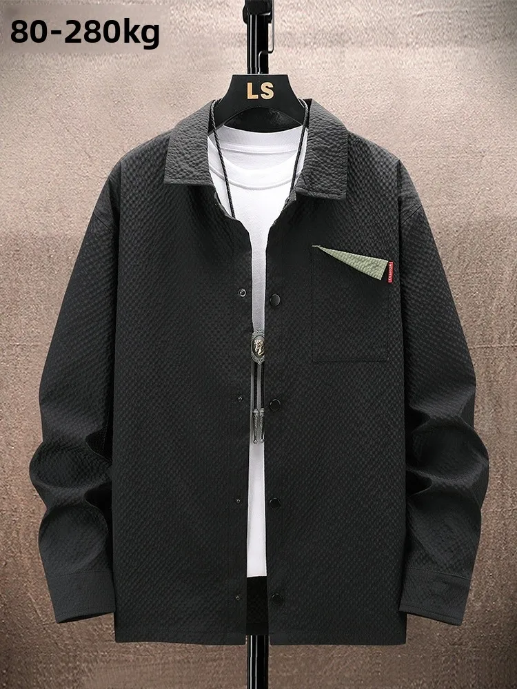 

Мужская рубашка больших размеров с длинным рукавом, свободного кроя, весенне-летняя, повседневная, из полиэфирного волокна, устойчивая к выцветанию и усадке.