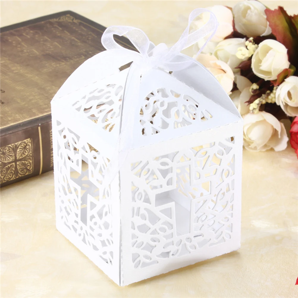 10pcs DIY Crossing Candy Boxes Angel Gift Box For Baby Shower Baptism Birthday First Communion Christening Easter Decoration