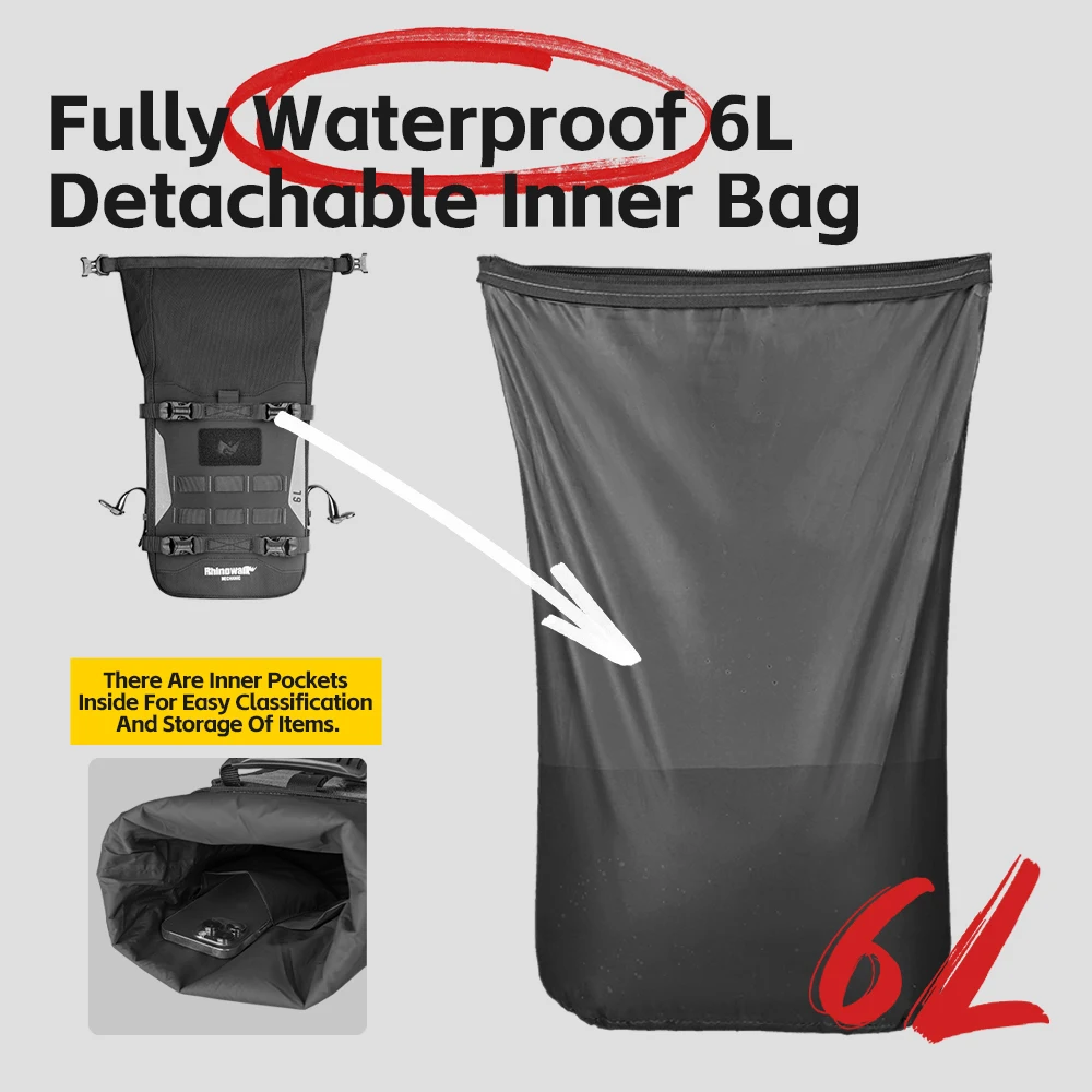 Rhinowalk Motorcycle Bumper Bag 6L Waterproof Frame Crash Bar Pack Outdoor Cycling Tool Placement Bag With Inner Support Board