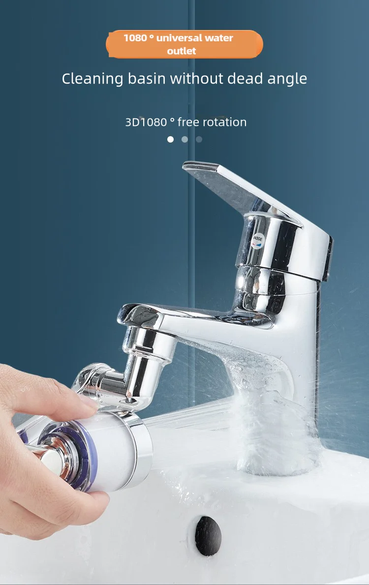 Faucet robot arm spout universal anti-splash head 1080 degrees rotation anti-splash booster filter extender bubbler