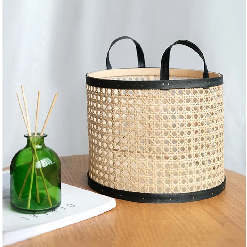 Japanese Simple Storage Basket Hand-woven Rattan Storage Items Hexagonal Mesh Desktop Organizer Versatile Scenes Laundry Basket