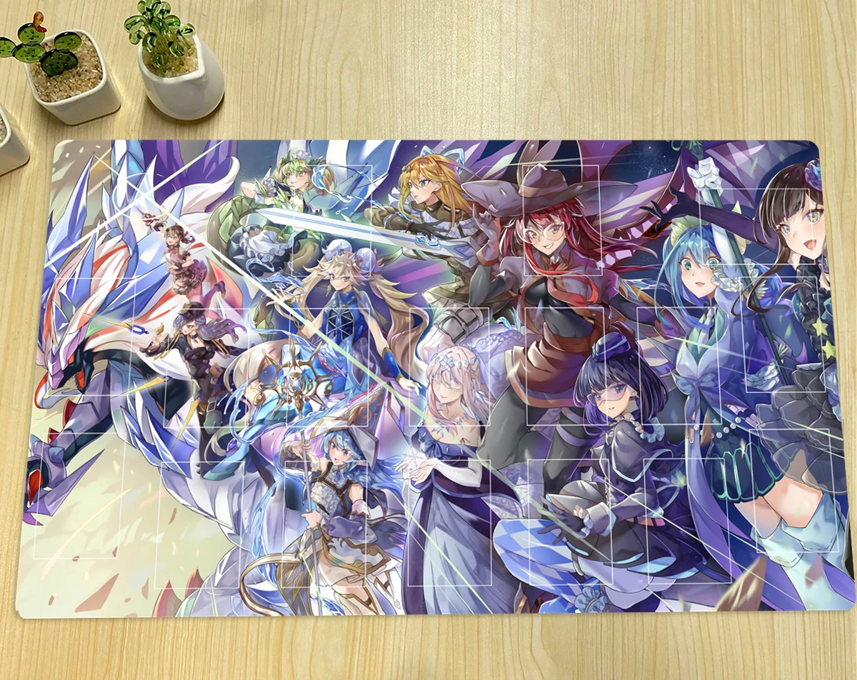 YuGiOh Evil Twins Playmat Dragonmaid Exosister Mat TCG CCG Board Game Duel Trading Card Game Mat Mouse Pad Rubber Zones & Bag