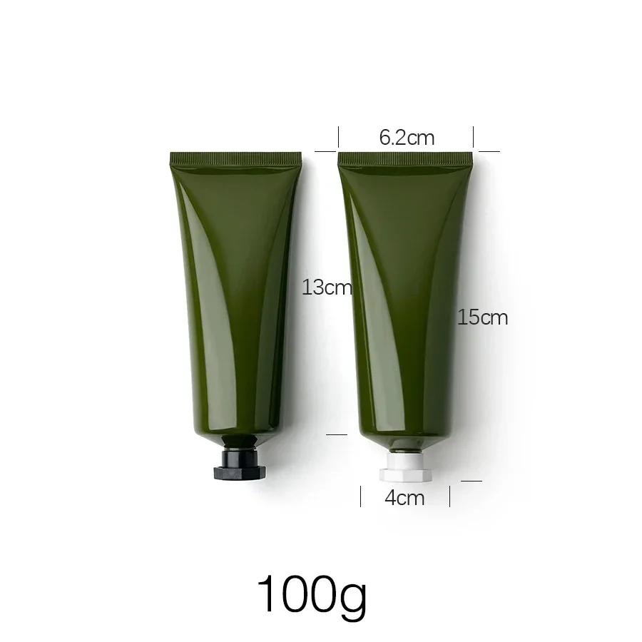 100g Olijfgroene Knijpfles 100ml Hervulbare Cosmetica Body Cream Lotion Container Donkergroen Lege Plastic Zachte Buis