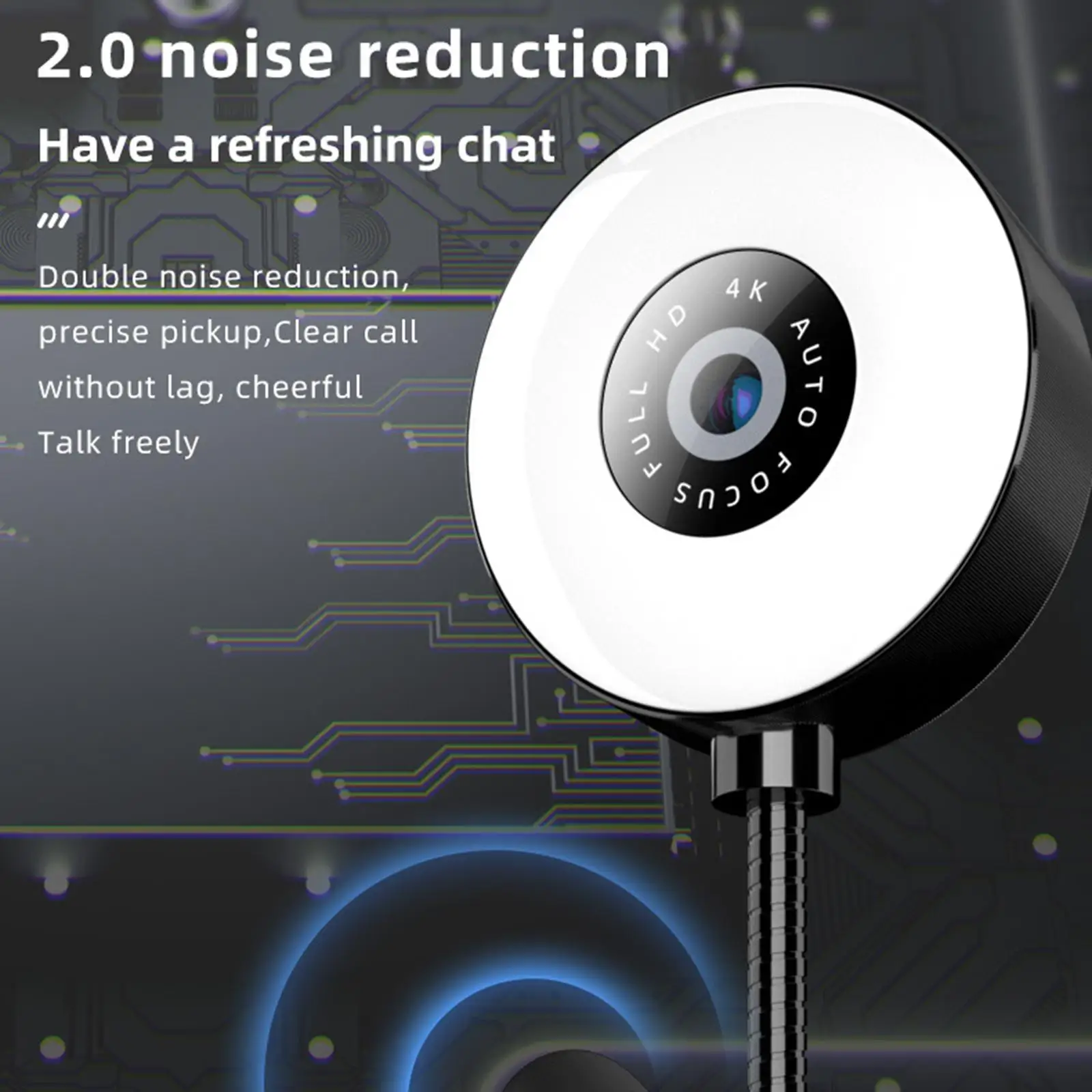 4K Streaming Webcam with Microphone Light Correction and Anti Slip Base Plug and Play USB Camera for PC Live Broadcast and
