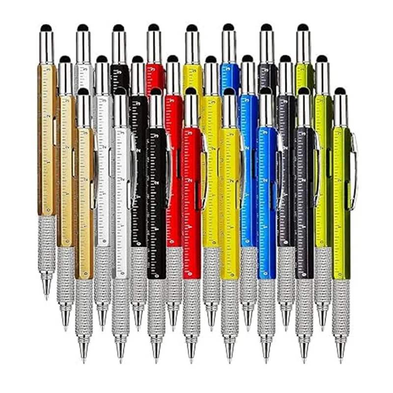 24 Pcs Tool Pens 6-In-1 Tool Pens Multi-Tool Tool Pens And 24 Pcs Ink Refills Gadget Screwdriver Gift Pens