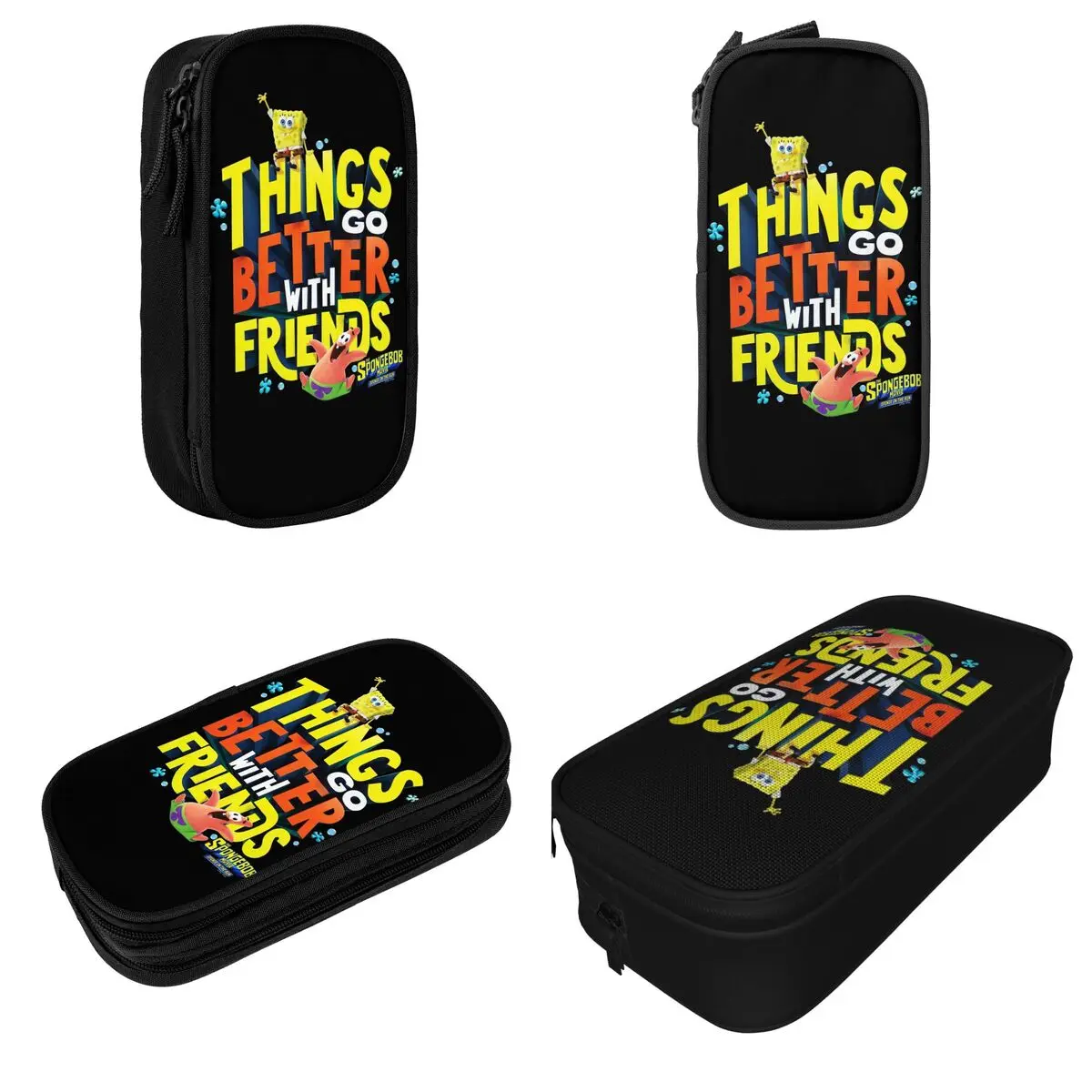 Fun The Spongebobed Movie Pencil Case Things Go Better With Friends Pencil Box Pen Large Storage Bag Students School Stationery