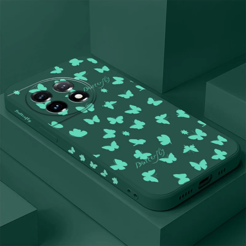 Butterfly Fluttering Phone Case For Oneplus 12 12R 11 11R 10 10R 10T 9R 9RT 9 8T 8 7 7T Pro 5G Liquid Silicone Cover