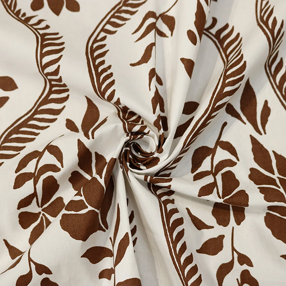 

Bohemian Vintage Style Leaf Pattern Fabric 100% Cotton 60S For Sewing Fashion Dress DIY Handmade