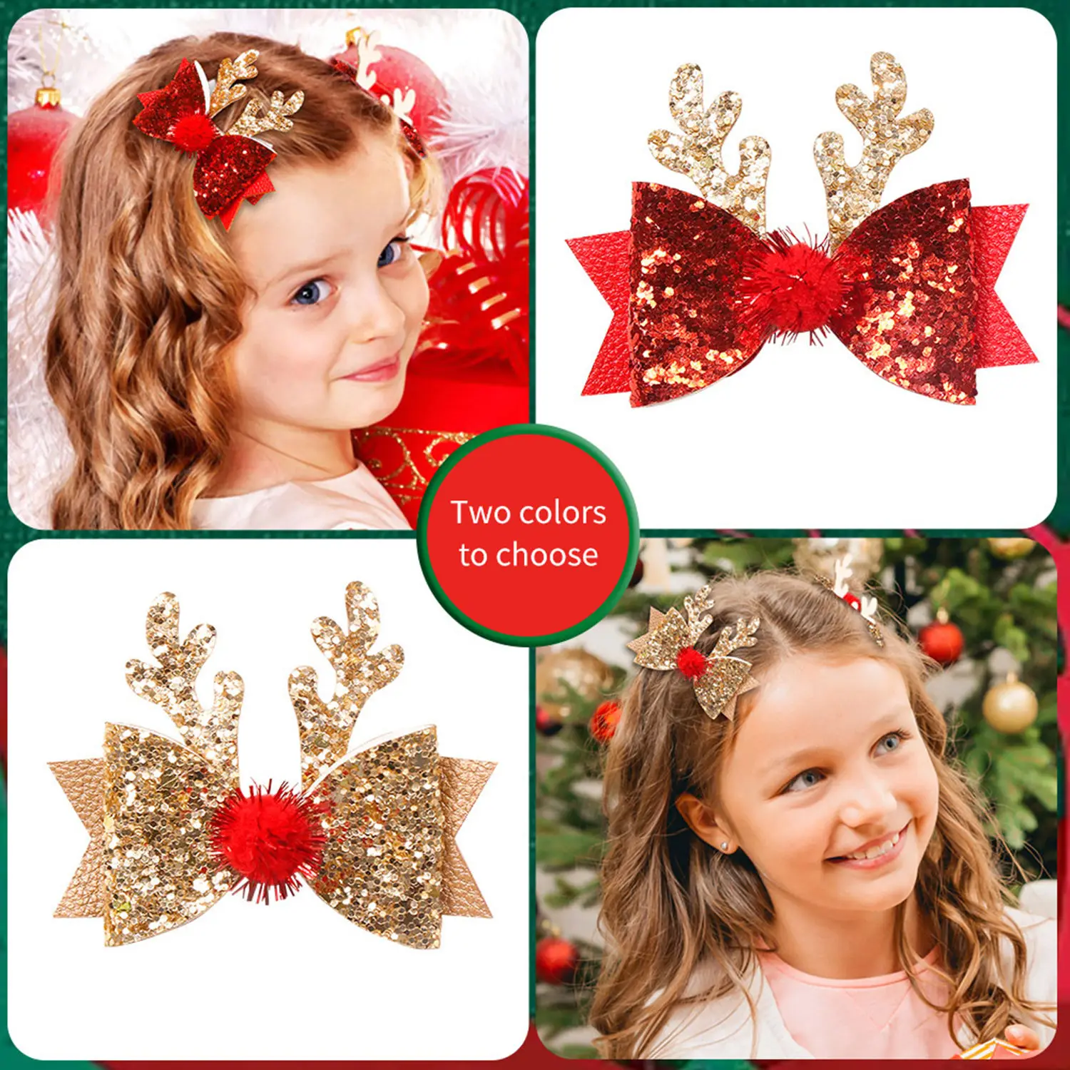 Acessórios para o cabelo da menina crianças bonito chifres arco grampos de cabelo do bebê crianças glitter arco bola de pele grampos de cabelo ornamentos de natal