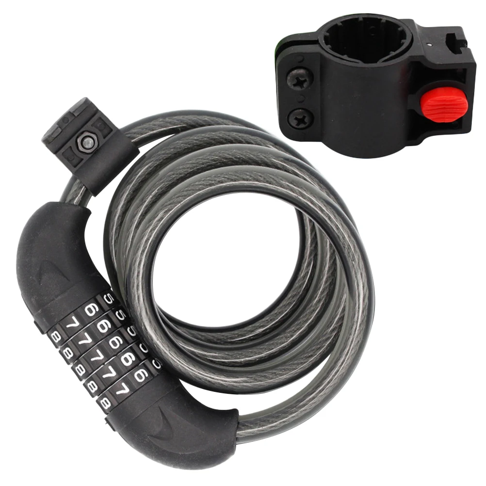 

Bicycle Lock Steel Wire Spiral Cable Anti Theft Code 5 Password Durable Compact Multi Purpose Bike Security Locks