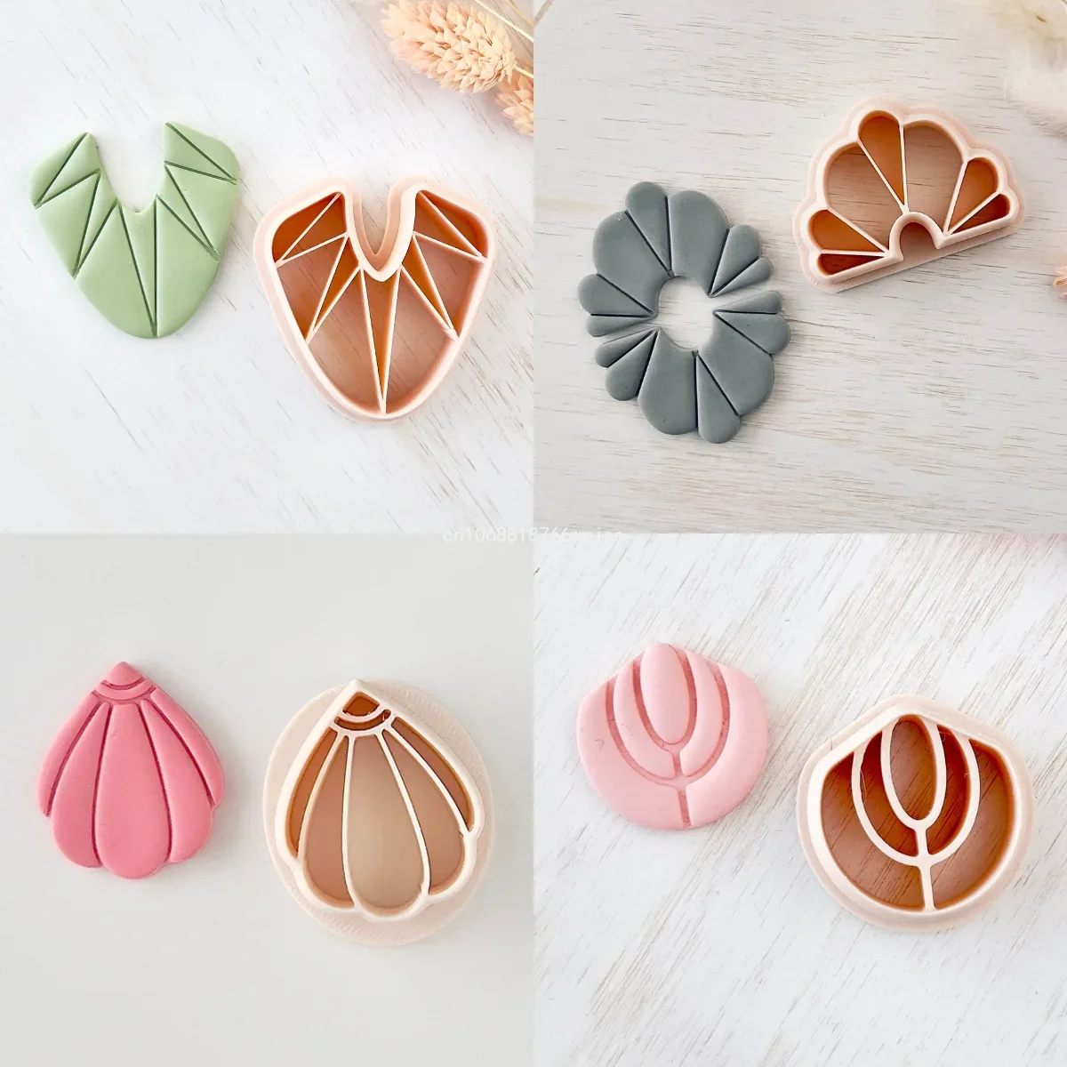 Vintage Exotic Vibe Floral Shape Eardrop Polymer Clay Molds Clay Earrings Cutters For DIY Jewelry Necklace Pendant Making