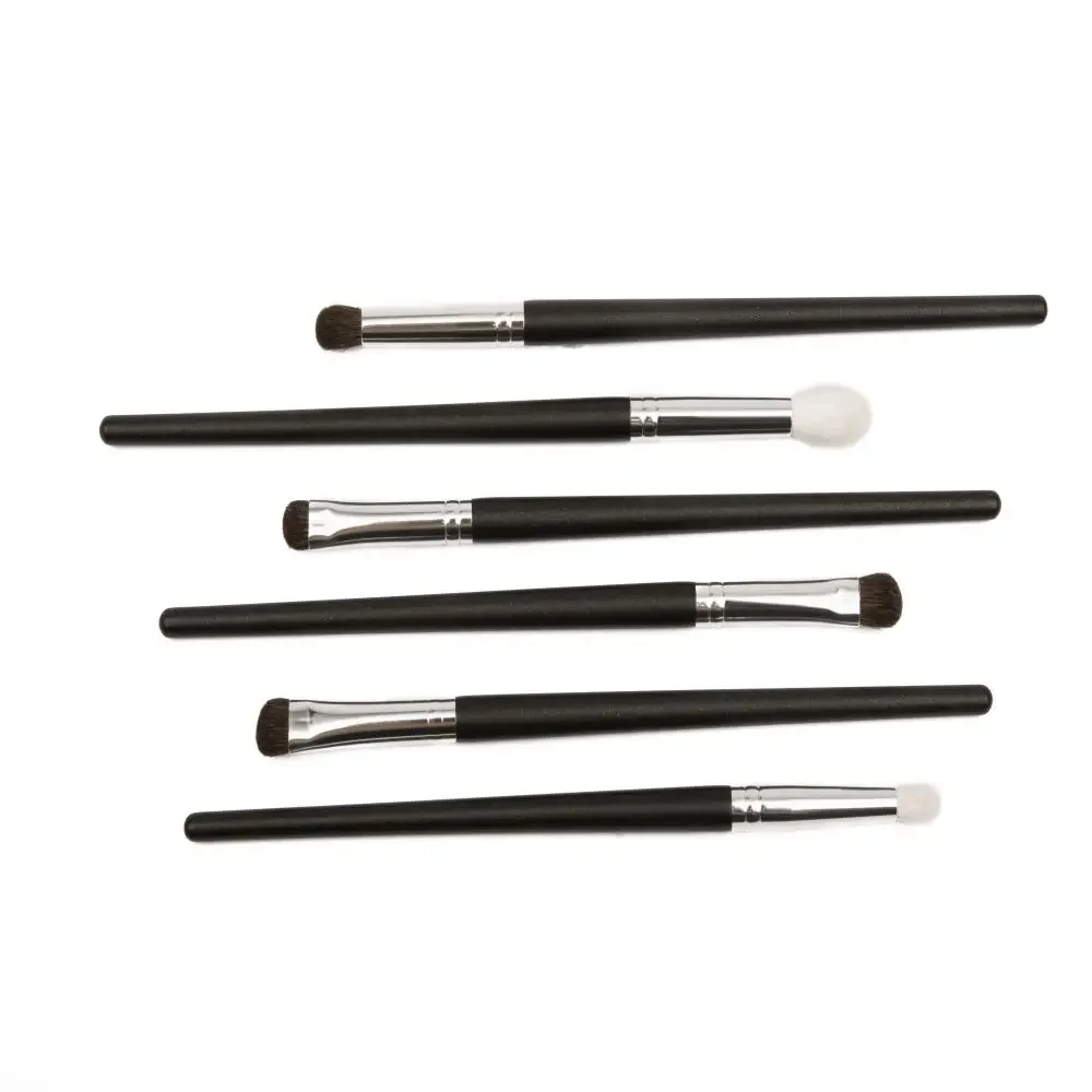 SHINEDO-Tapered Crease Blending Cabra Cavalo Cabelo Kit Cosmético, lápis macio, angular, Kit de Sombra Plana, Smudge Makeup Brushes, Pro, 6 pcs