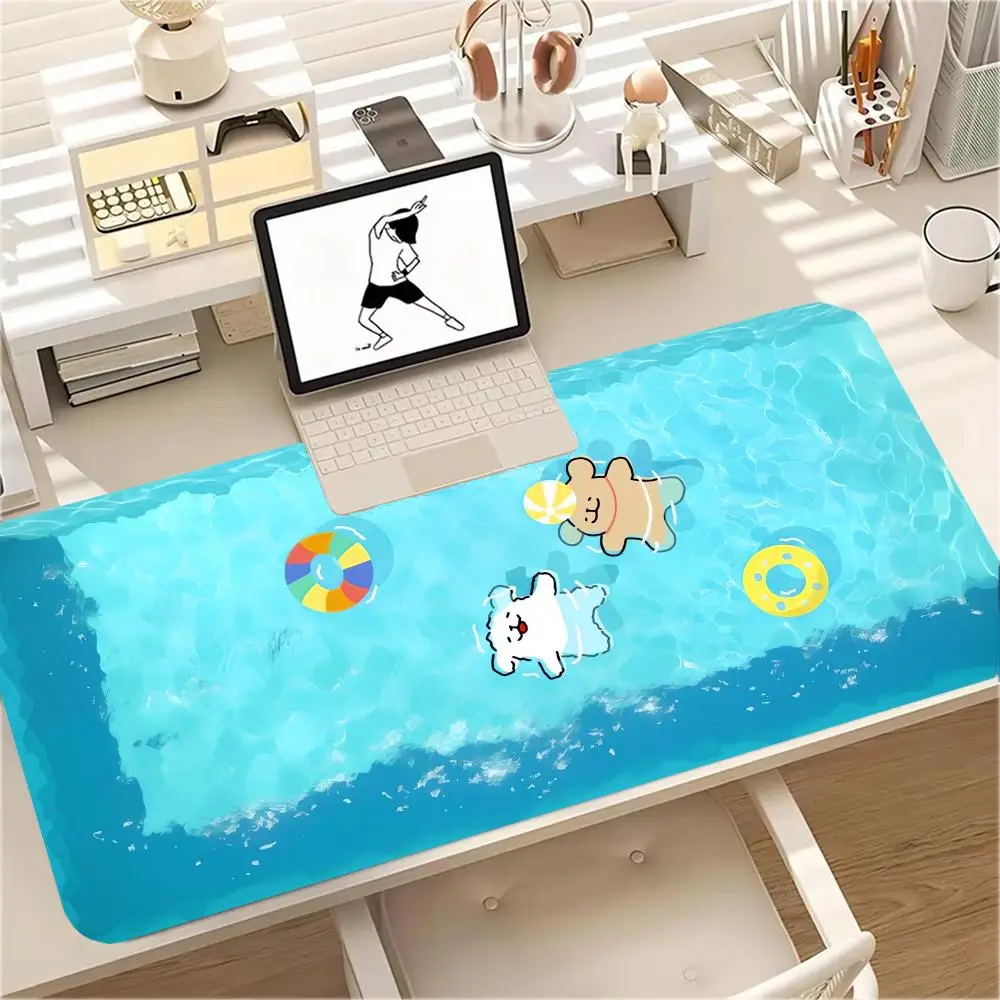 

Cute cartoon line puppy mouse pad XXL large PC game machine rubber non-slip lock edge game speed keyboard pad office desk pad