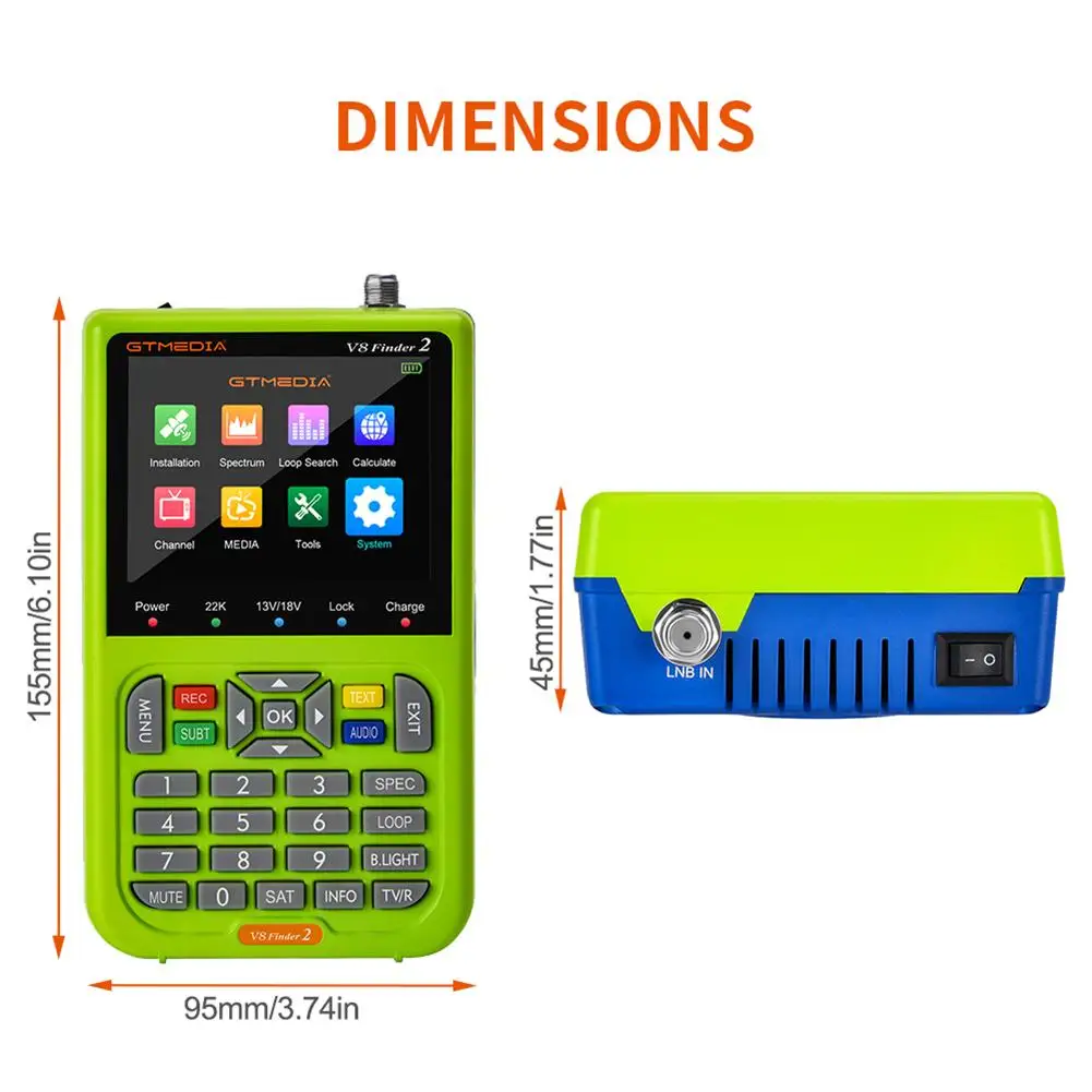 S2 Digital Satellite Finder ricevitore di segnale ricaricabile di tipo C Freesat 1080p Hd V8 Finder2 Meter Dvb-S Star Finder