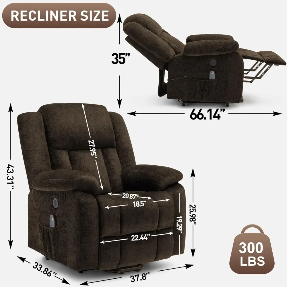 Electric Recliner with Massage and Heating, Power Lift Recliner Chair for Elderly and Adults, Modern Reclining Chair