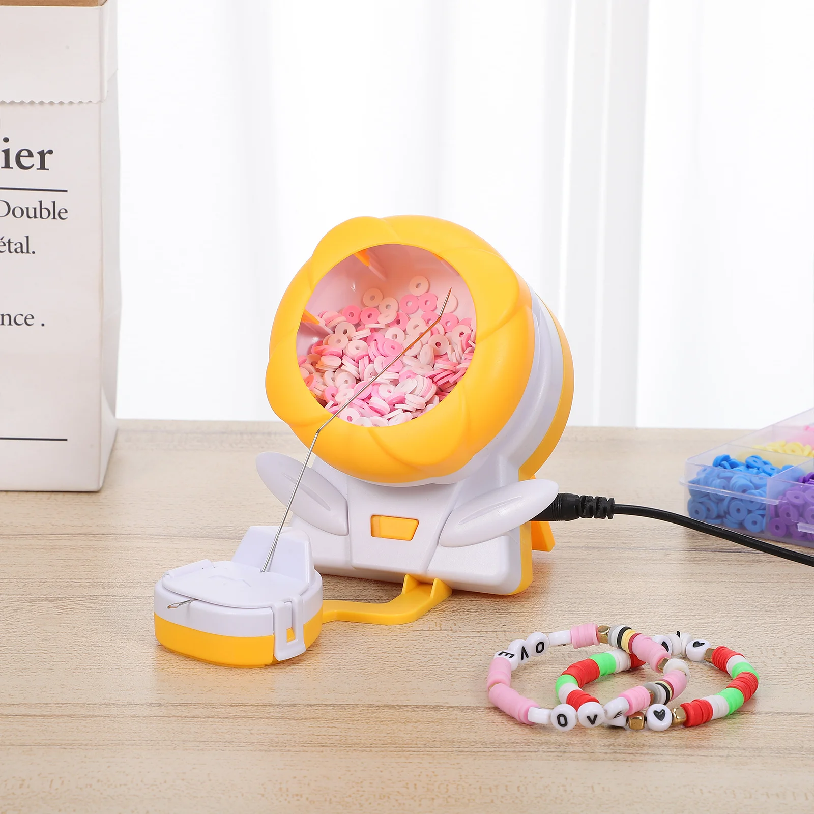 

1Set Bead Stringing Machine Electric Bead Spinner Adjustable Speed Compact Design Versatile Tool for DIY Beads Chain Projects