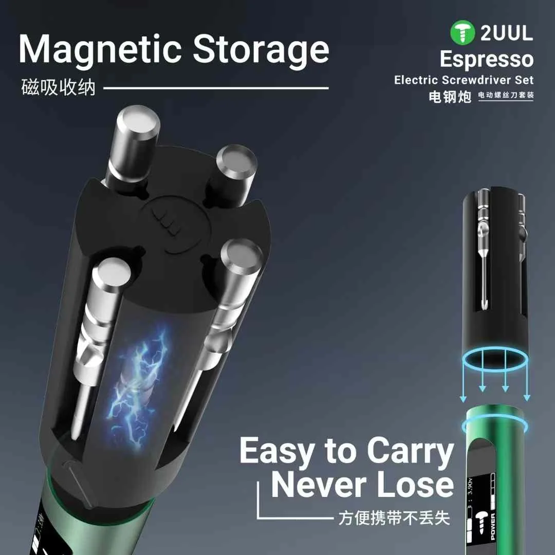 2UUL SD11 Espresso Precision Electric Screwdriver Set High-Hardness Alloy Steel Precision Bits for Phone Repair