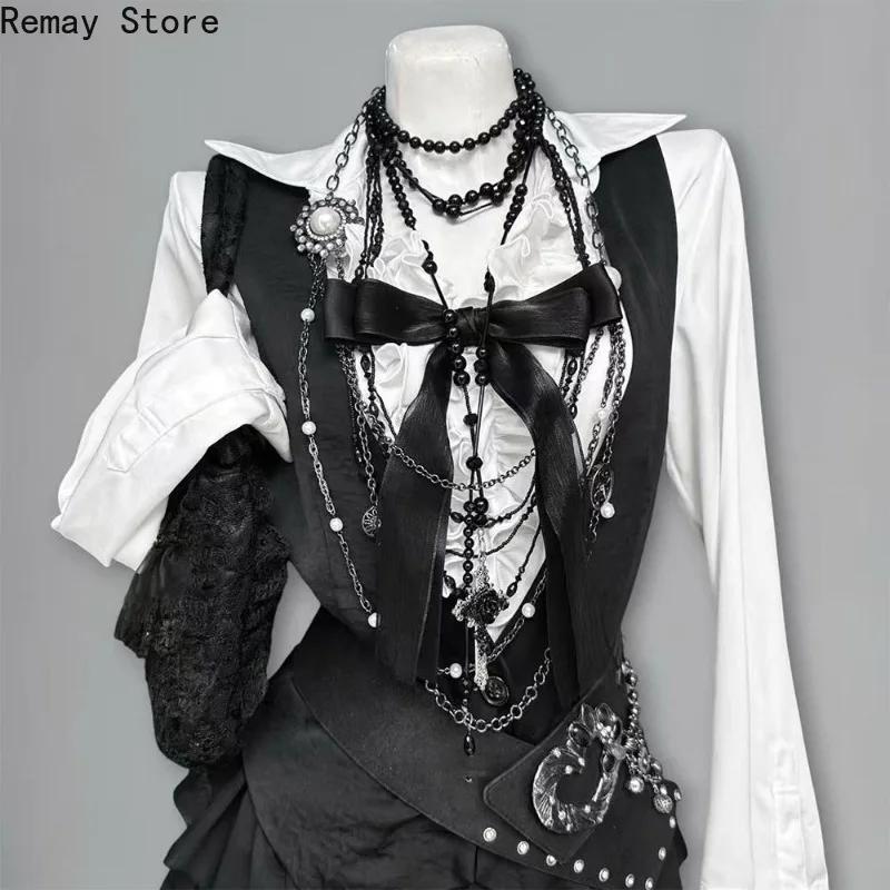 Autumn Winter Japanese Gothic Harajuku Women’s 2 Piece Set Chic Vintage 2000s French Elegant Sweet Dark Court Style Outfits 2026 view 3