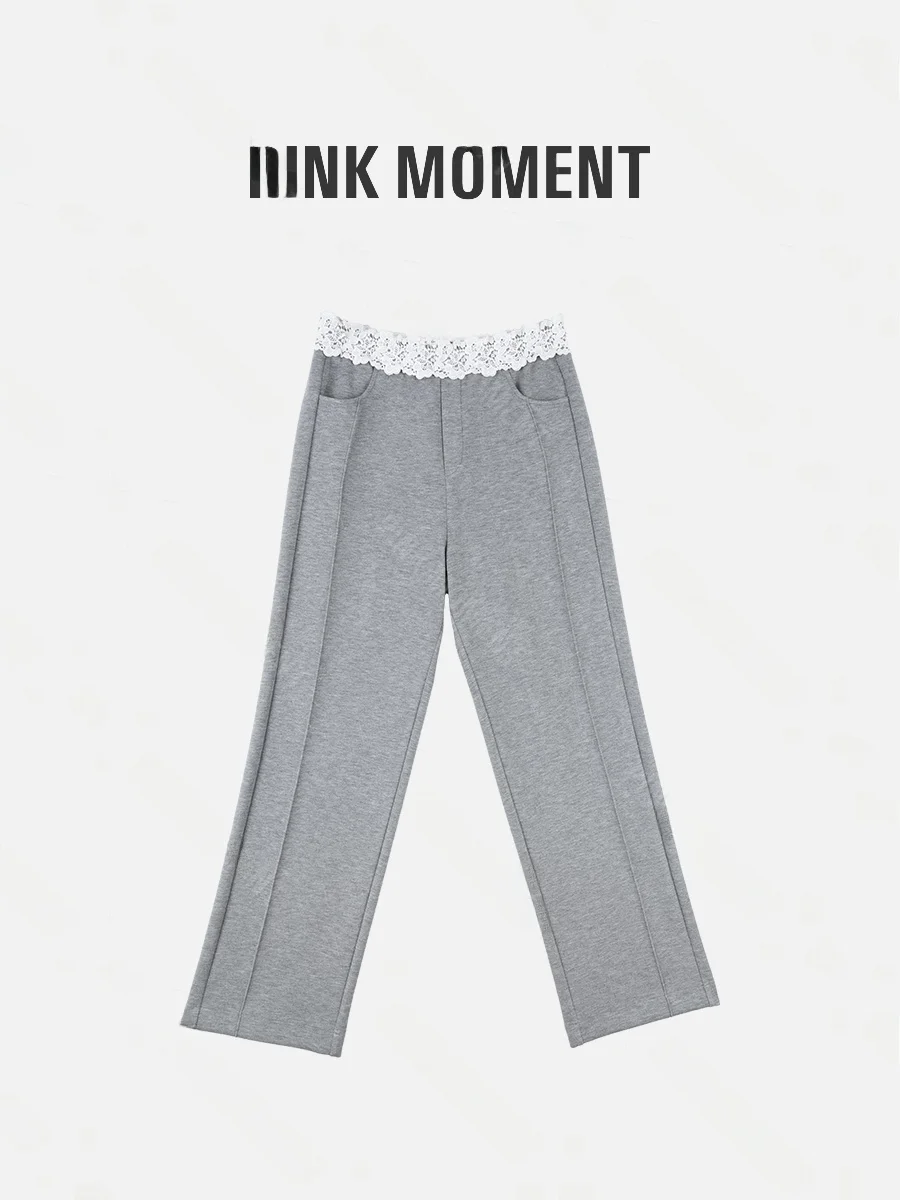 

Новые весенние повседневные брюки с кружевной отделкой и вставками, женские универсальные брюки с высокой талией, прямые штанины, эластичный пояс, нейлон, вискоза, спандекс