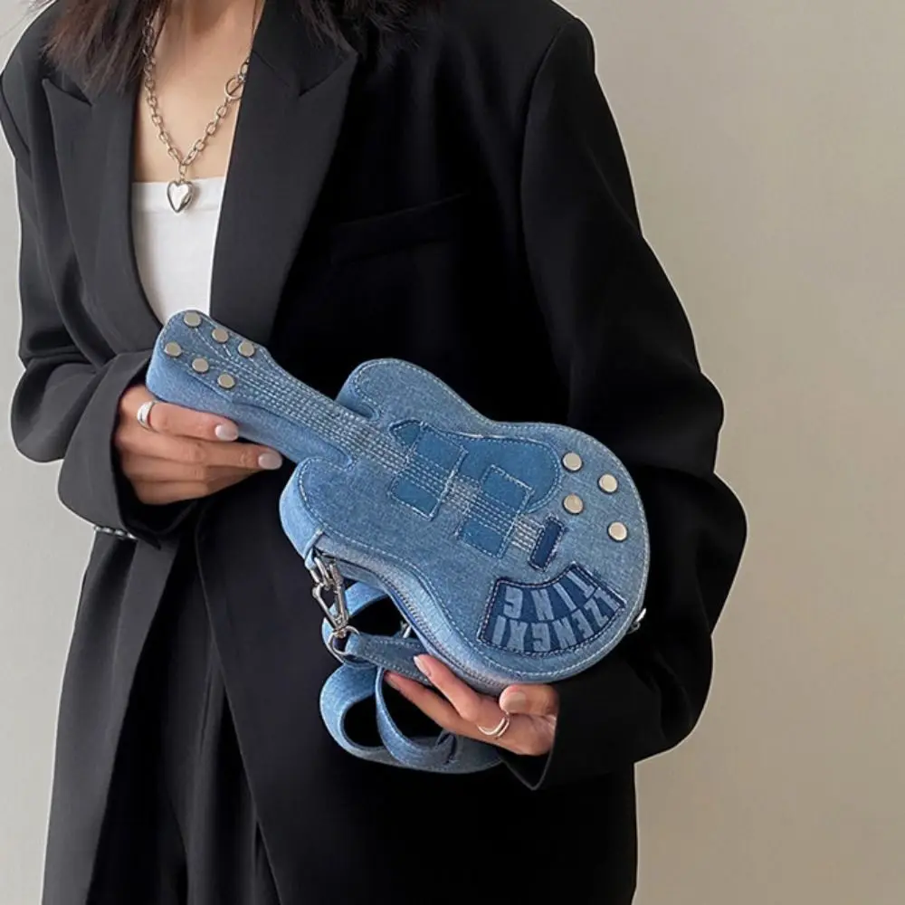 

Повседневная винтажная сумка-мессенджер для гитары, большая вместительная сумка из денима и канваса, сумка-тоут в стиле Y2K, уличная мода