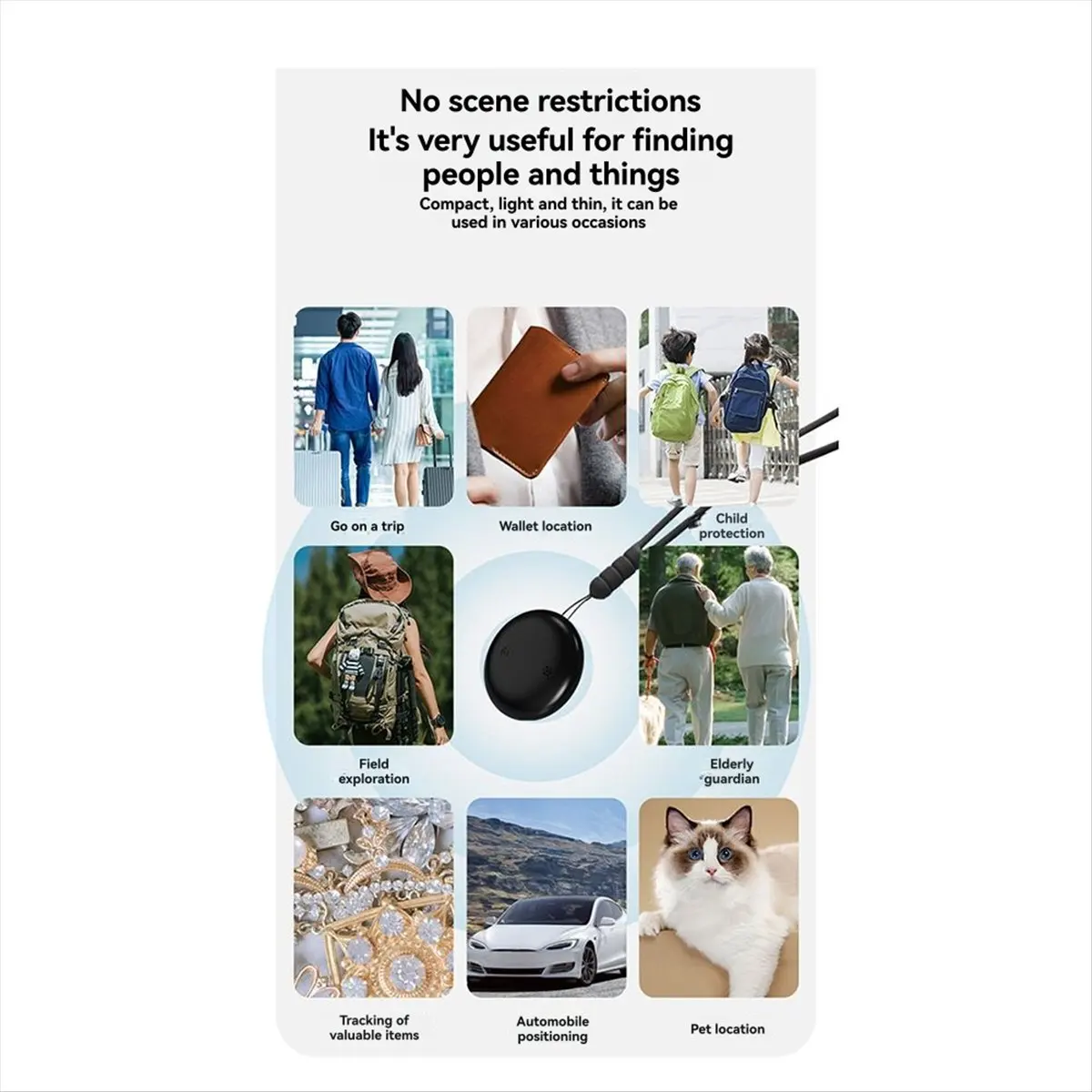

Bluetooth GPS Tracker Smart Tag Finder for Android Google Find My Device Global Locator for Car Kids Pets Bags White