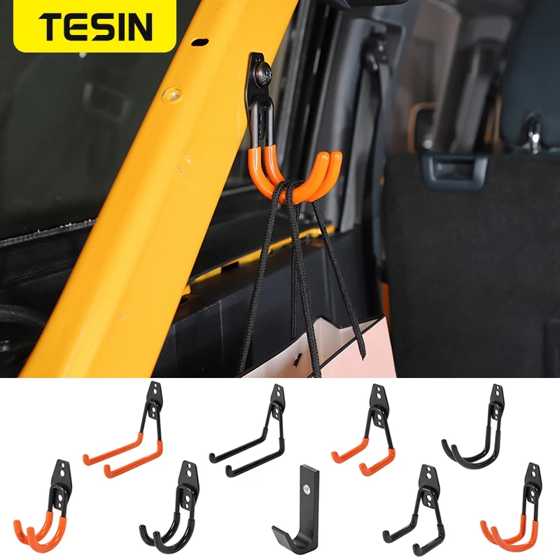 TESIN Heavy Duty Car Trunk Storage Hooks Cargo Organizer for Ford Bronco 2021 2022 Anti-slip Round Hanger Hook Tool Accessories