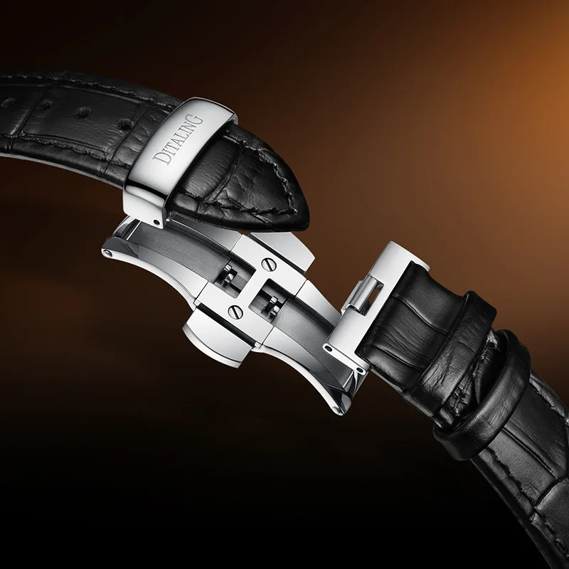 DITALING Men Automatic Watch 40MM Luxury Mechanical Wristwatch Vintage Waterproof Sapphire Triple Windows Multifunctions Dial