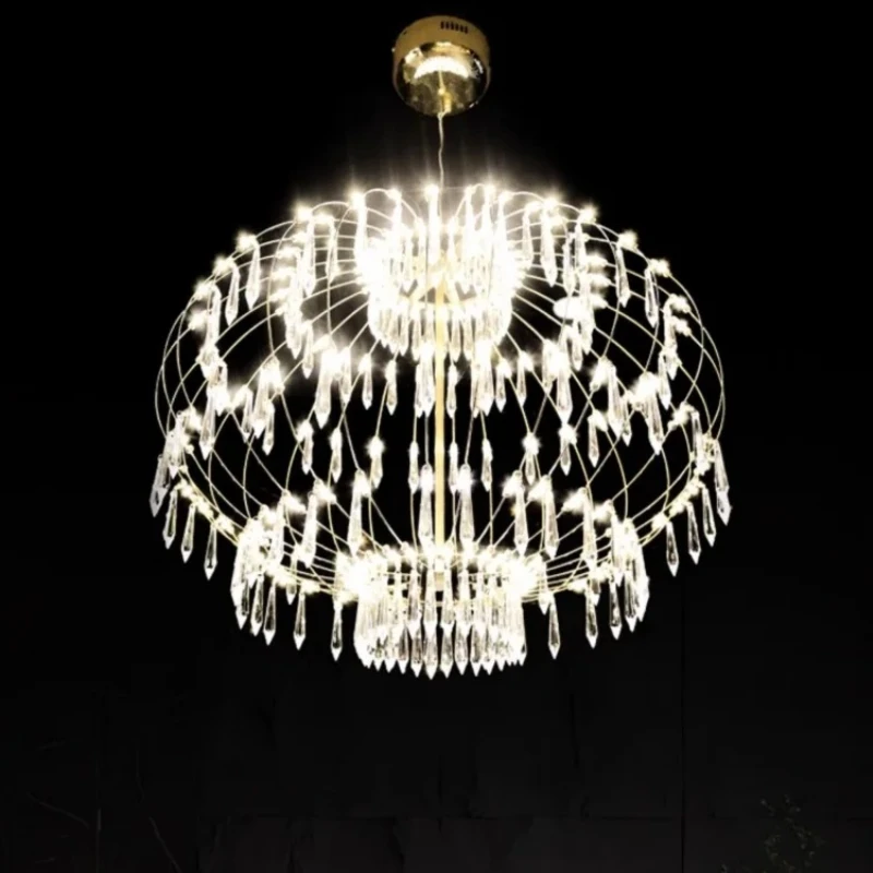 French Luxury Stainless Steel Crystal Chandelier Italian Minimalist Restaurant Living Room Designer's Styling Lighting Fixtures
