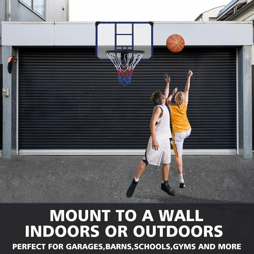 Robuster Outdoor-Basketballständer mit Klappkorb, 35 x 24 bruchsichere Rückplatte, Allwetter-Mesh-Konstruktion