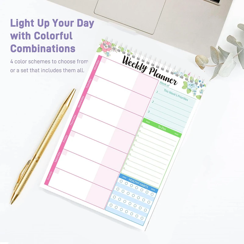 2PCS Weekly Planner Notepad And Today Planner Notebook 52 Sheets, Undated Weekly To Do List Notepad For School Office Durable