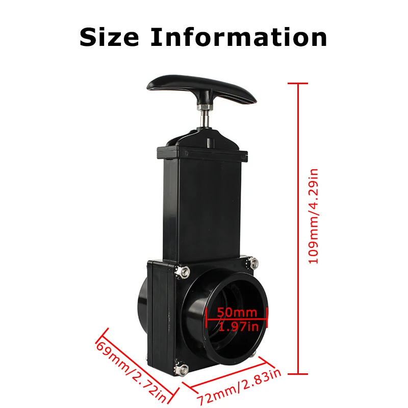 Válvula de compuerta de agua para autocaravana, accesorios para tanque de agua, ABS, 50mm de diámetro