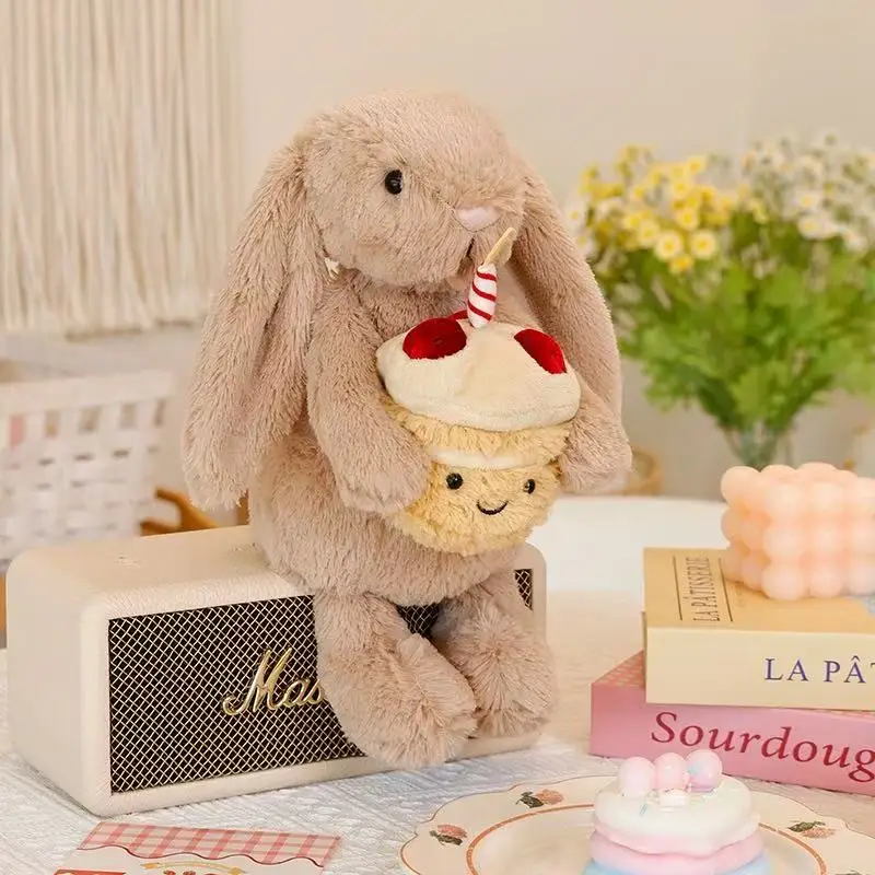 

30cm simulated rabbit figurine with cake filling, plush toy, figurine, cartoon, anime, cute pillow, children's gift, fun doll