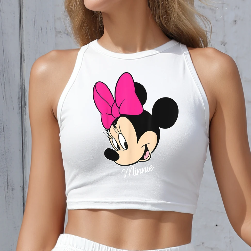 

Sexy Y2k Vest Summer Women Clothing Cartoon Cute Mickey Mouse Printed Crop Top Sleeveless Tank Tops Disney Travel Streetwear