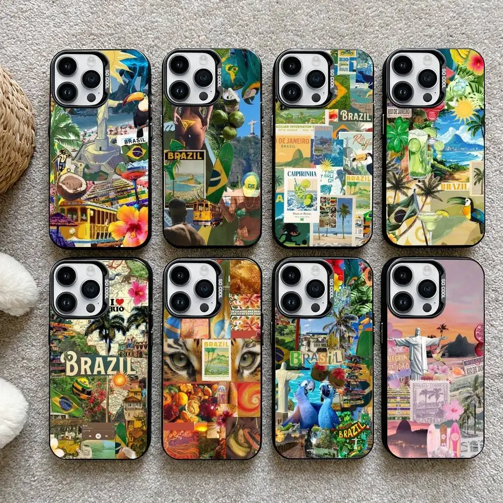 

Brazil Brasil Summer Phone Case For iPhone 16,15,14,13,12,17,Pro,MAX Black Matte Shockproof Cover