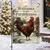 Rustic Farmhouse Rooster Welcome Christmas Garden Flag 12x18 Inch jjp