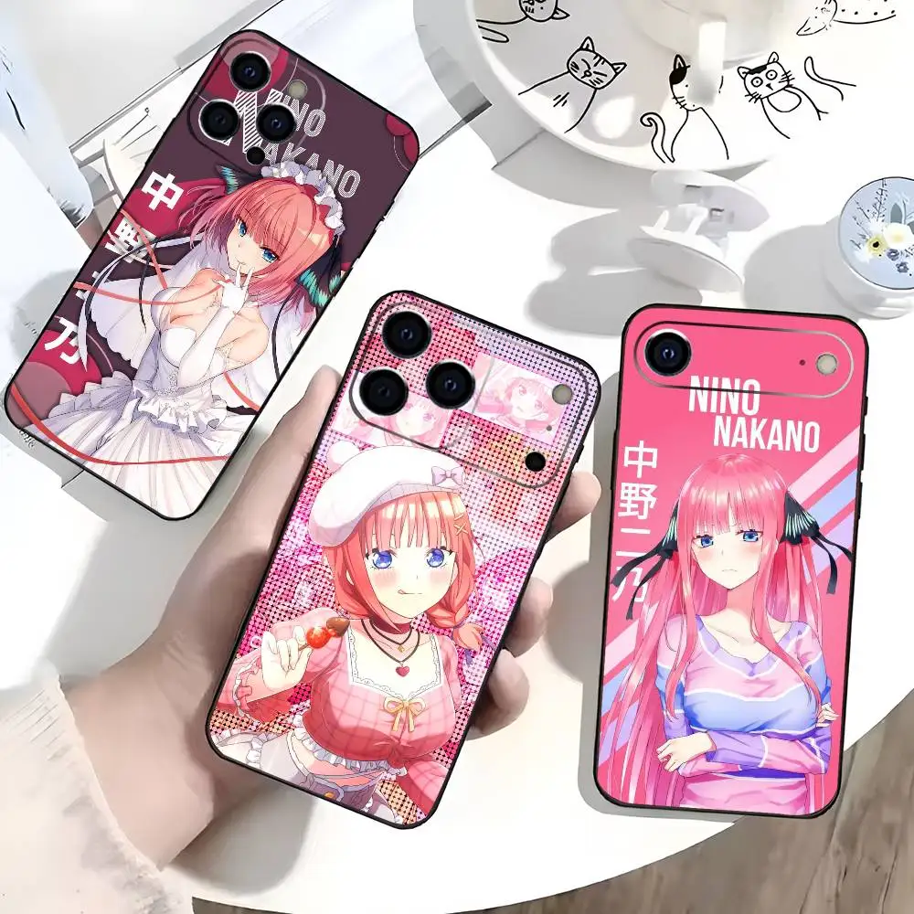 

N-Nino N-Nakano Anime Phone Case For iPhone 17,16,15,14,13,12,11 Plus,Pro Max,XS,Soft Silicone Black Cover