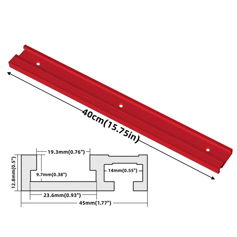 400mm Chute อลูมิเนียม T Track รุ่น 45 T Slot มาตรฐาน Miter Track หยุดงานไม้เครื่องมือสําหรับ Workbench Router ตาราง