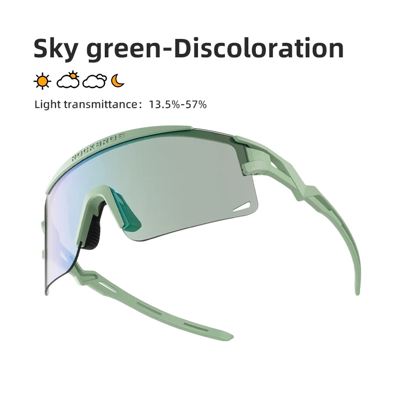 ROCKBROS Farbwechselnde Antibeschlag-Fahrradbrille, transparent, UV400, abnehmbare Outdoor-Rennrad-Sportbrille für Damen und Herren